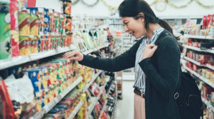 Instant foods at supermarket